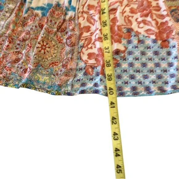 Kori Patchwork Hi-Low Maxi Festival Western Cowgirl Skirt Sz M - Picture 10 of 14